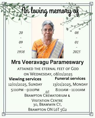 Obituary Notice- , Thavady