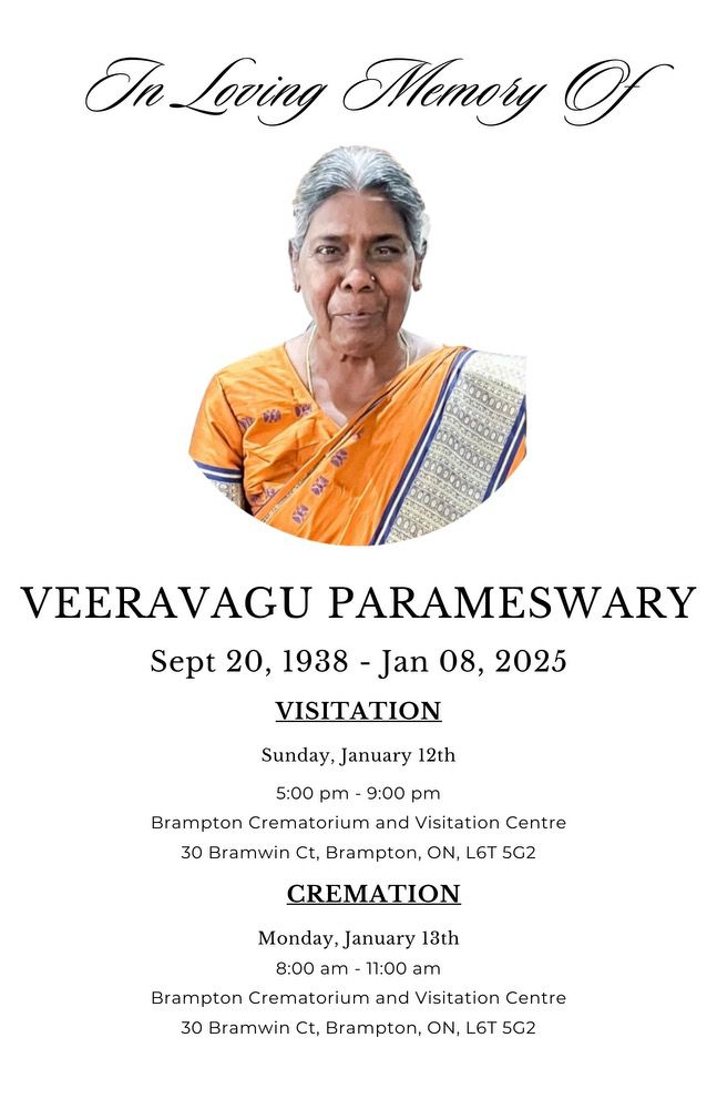 Obituary Notice- , Thavady